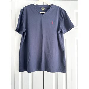 Polo Ralph Lauren T-Shirt Mens Size L Navy Short Sleeve V-Neck